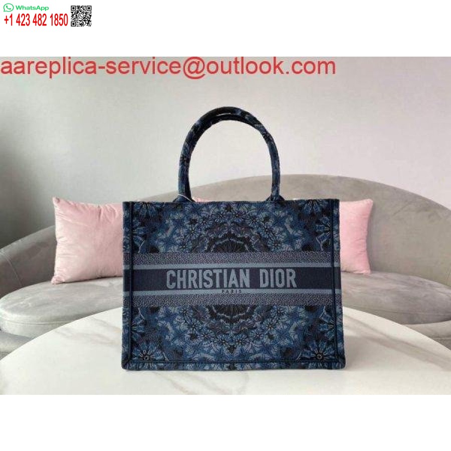 Replika Dior M1296, Kleine Dior-Buchtasche, Marineblaue Dior-Sternbild-Stickerei
