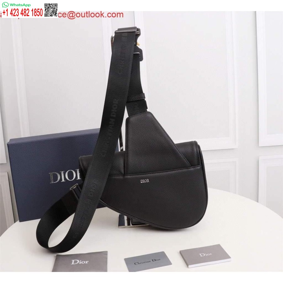 реплика Dior 1adpo093 седло мъжка чанта зърнеста телешка кожа черна