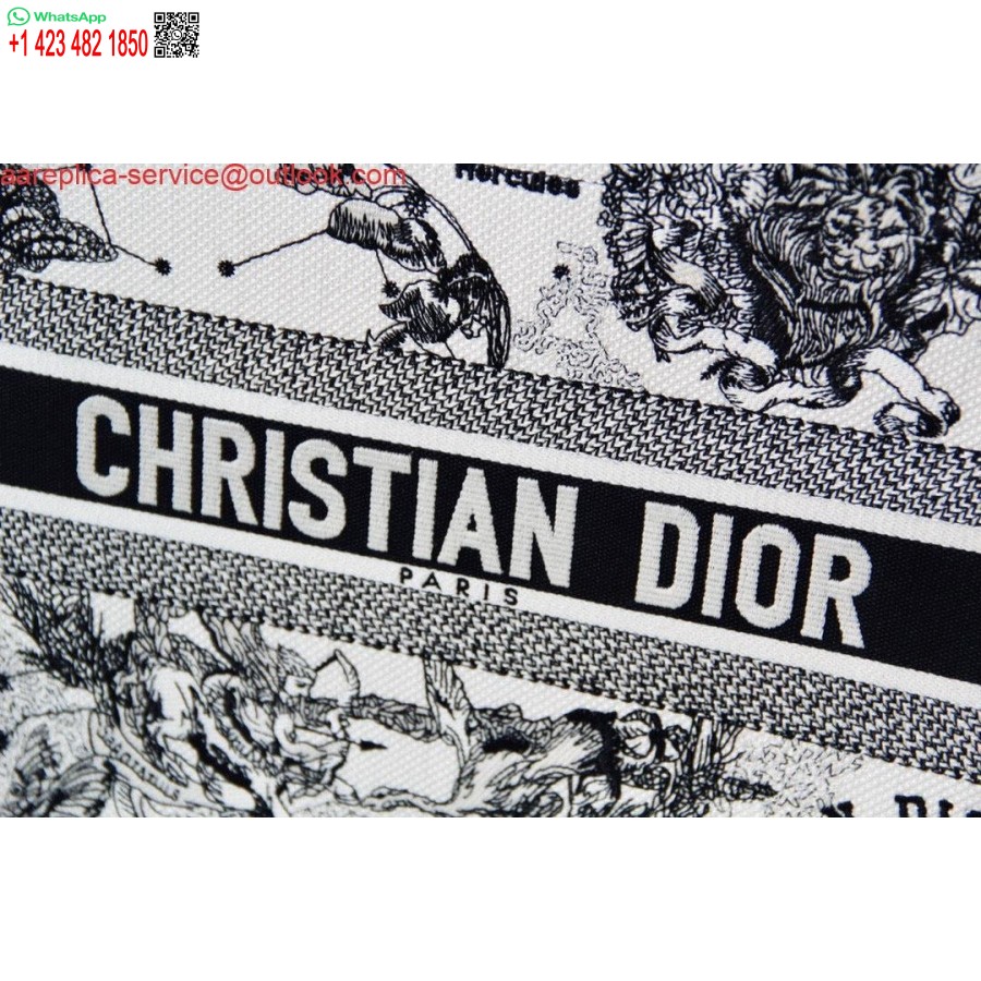 Replika Dior M1296 Mittlere Buchtasche Toile De Jouy Sternzeichen Latte Stickerei