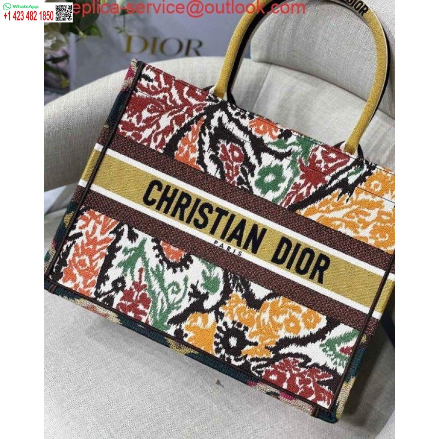 Replica Dior M1286 Dior Book Tote Giallo Multicolor Ricamo Paisley Dior