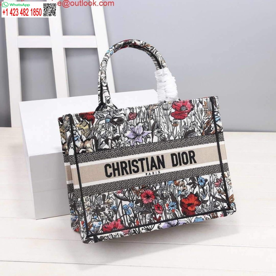 Replica Dior M1286 Dior Book Tote Piccoli Fiori Multicolori Ricamati