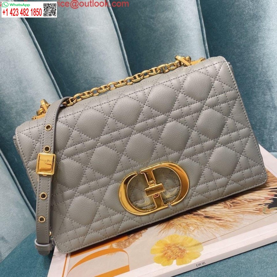 реплика чанта Dior Medium Caro телешка кожа M9242 сива