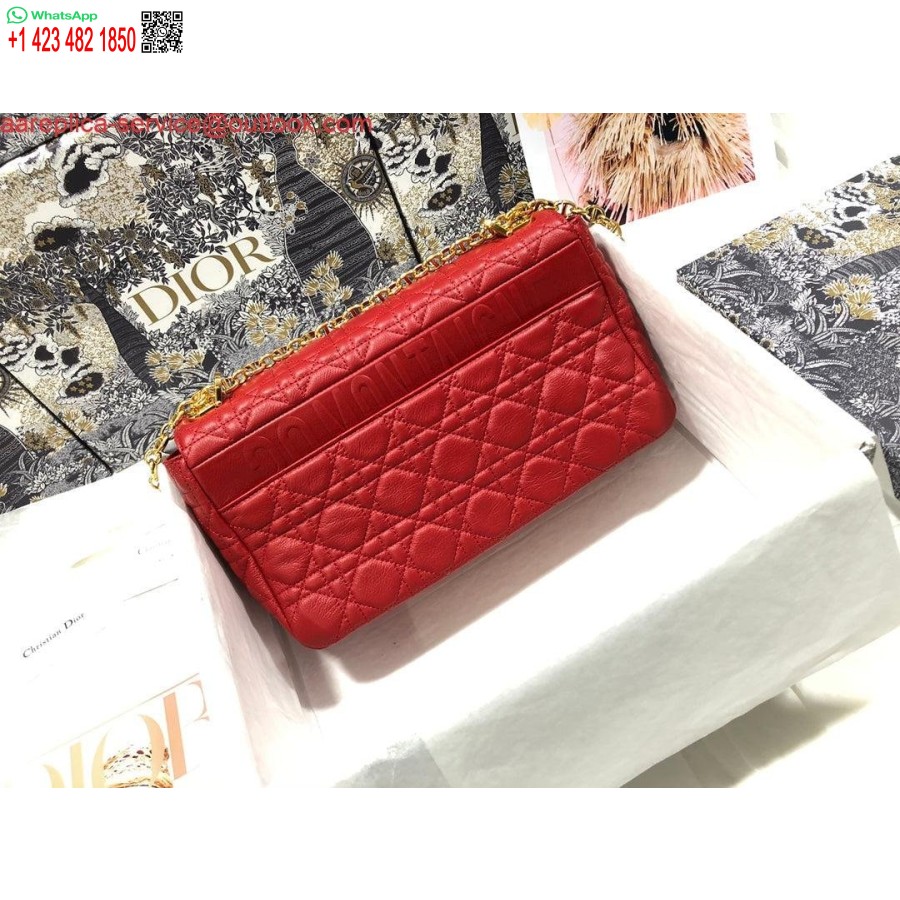 реплика Dior M9243 голяма чанта Caro телешка кожа червено злато