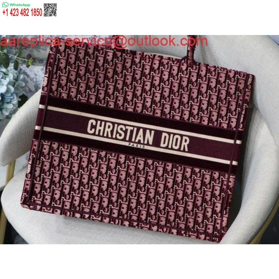 реплика Dior Book Tote M1286 бордо Dior наклонена бродерия