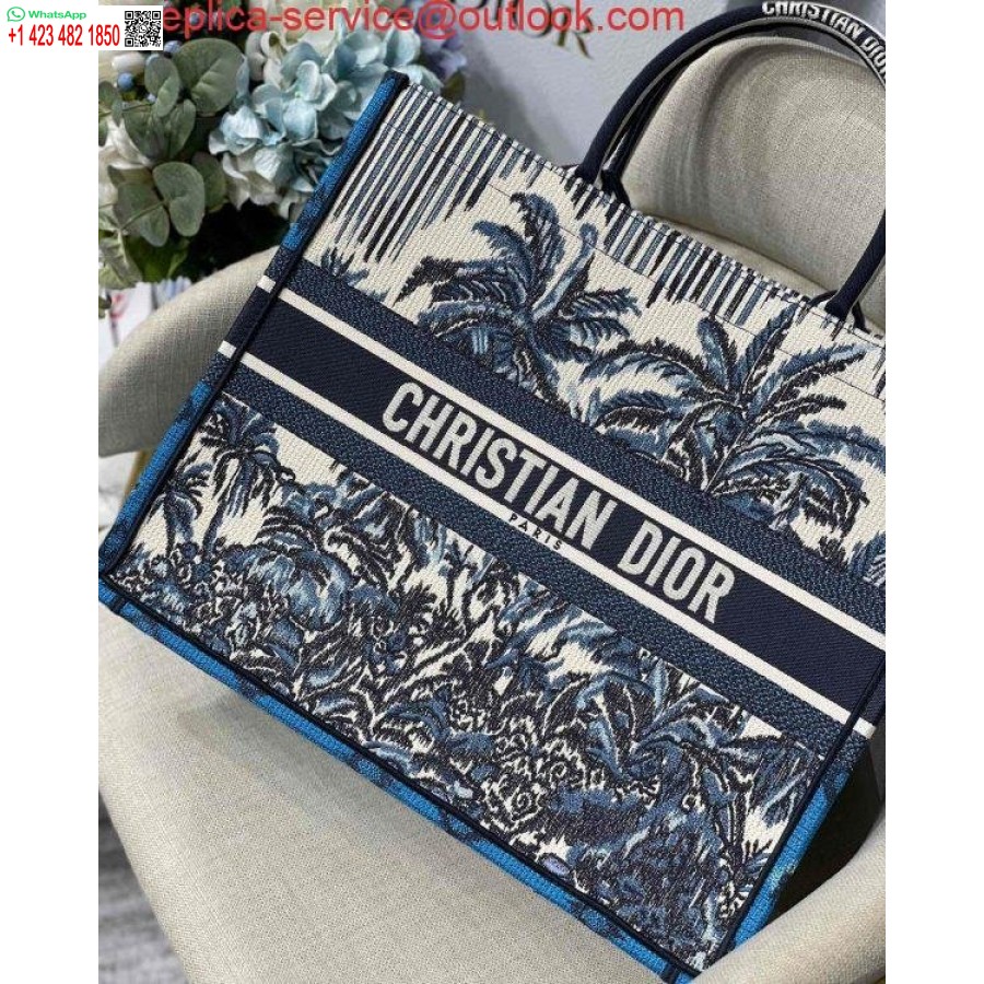 реплика Dior Book Tote M1286 синя диорска бродерия с длани