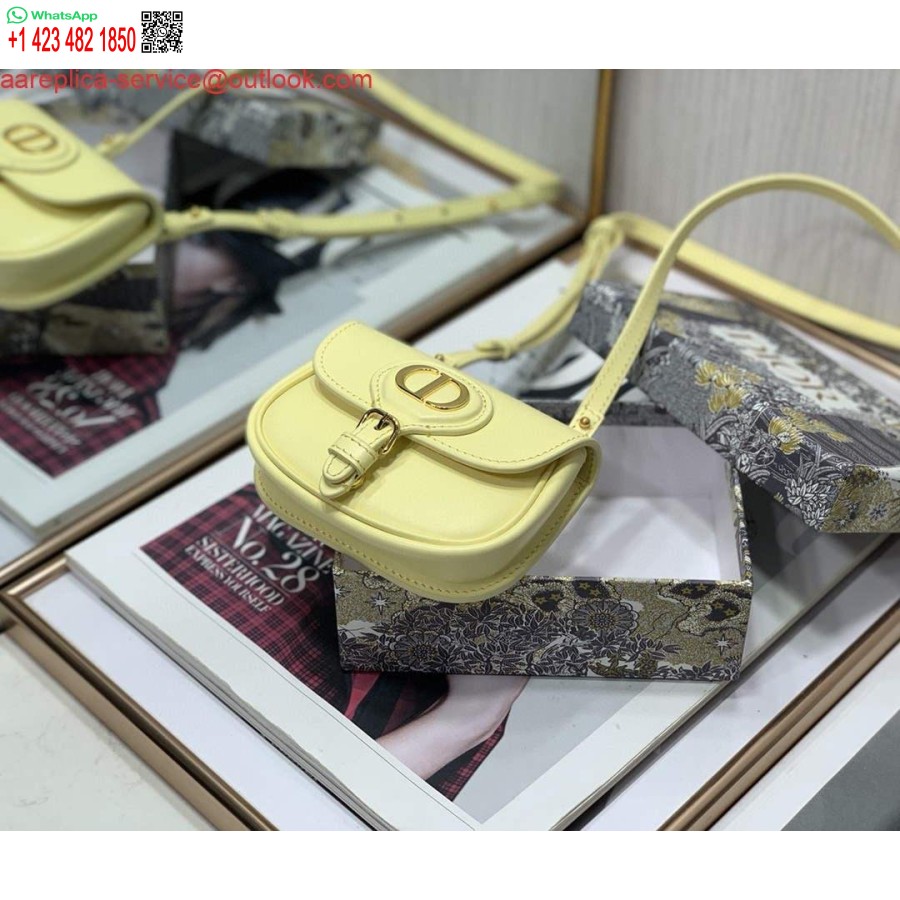 реплика Dior M2278 мини чанта Боби жълта кутия телешка кожа