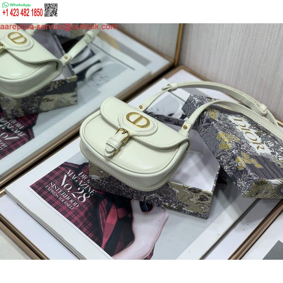 реплика Dior M2278 мини чанта Боби бяла кутия телешка кожа