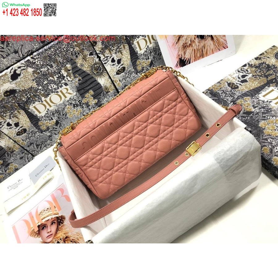 реплика голяма чанта Caro Dior M9243 телешка кожа розово злато