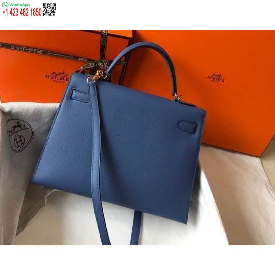 Replica Hermes Sellier Kelly 28 Cm Di Borsa In Pelle Epsom 20338 Blu