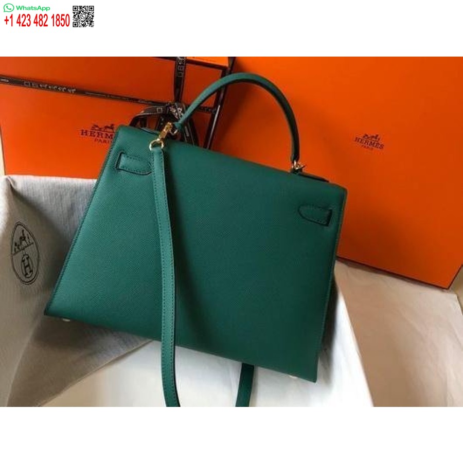 Replica Hermes Sellier Kelly 28 Cm Di Borsa In Pelle Epsom 20336 Verde