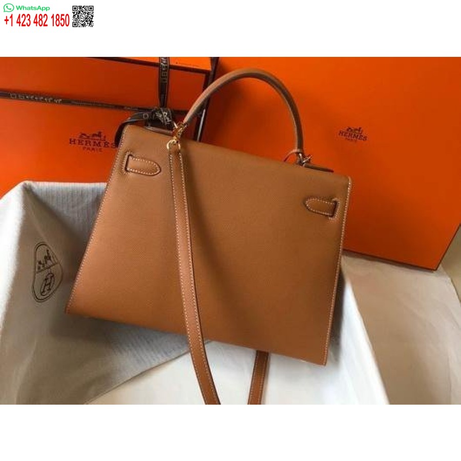 Replica Hermes Sellier Kelly 28 Cm Di Borsa In Pelle Epsom 20335 Marrone Chiaro