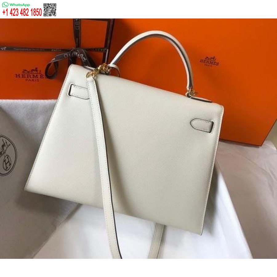 Replica Hermes Sellier Kelly 28 Cm Di Borsa In Pelle Epsom 20333 Bianca