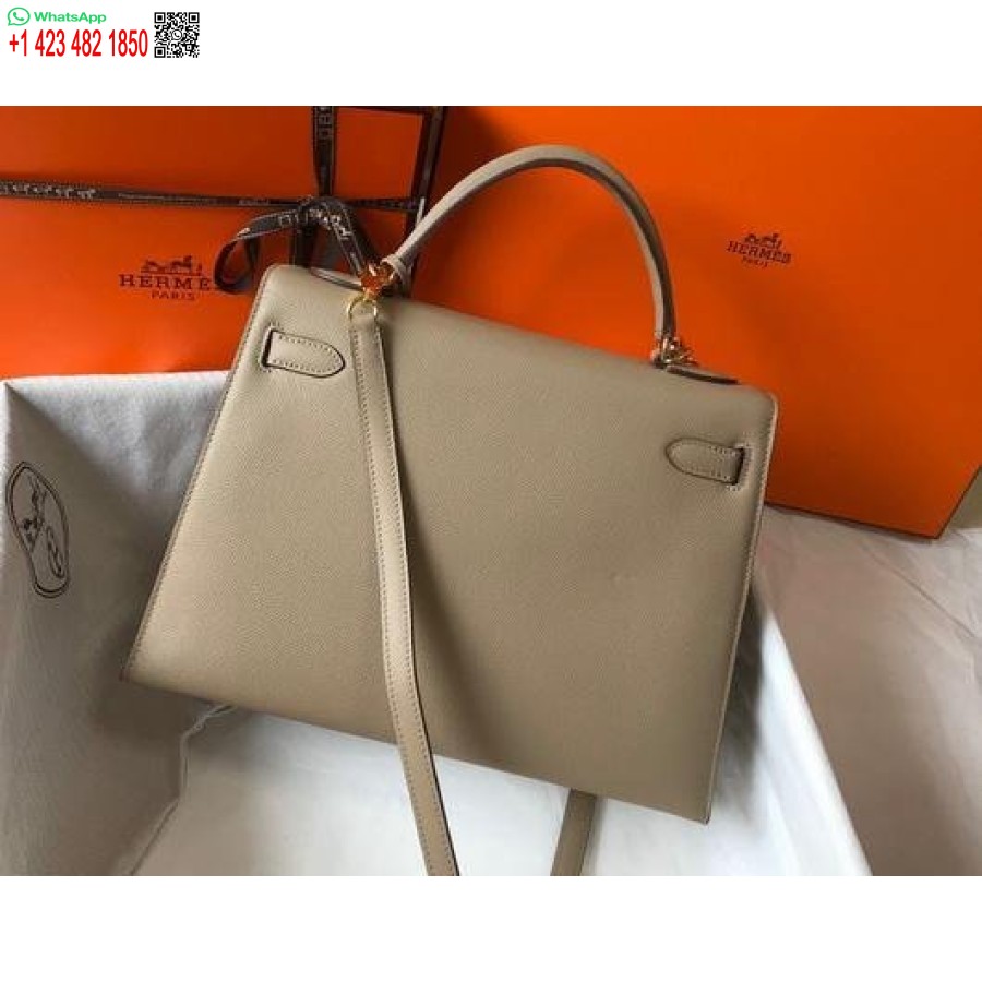 Replica Hermes Sellier Kelly 28 Centimetri Di Borsa In Pelle Epsom 20331 Grigio