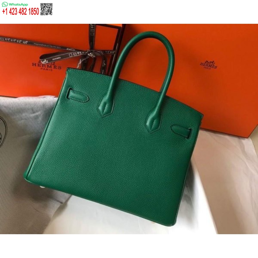 реплика на дизайнерска чанта Hermes Birkin Togo кожена 28339 зелена