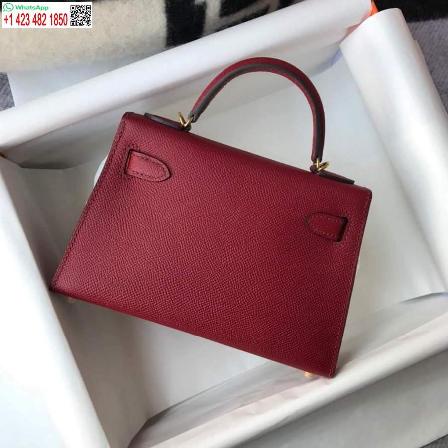 Replica Borsa Hermes Kelly Hermes Mini Borsa A Tracolla Epsom Da 19 Cm Vino Rosso 20462