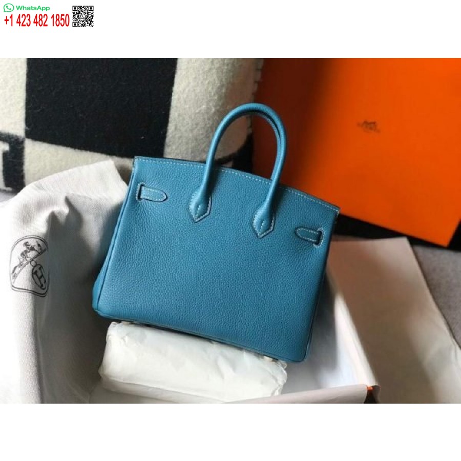 реплика на дизайнерска чанта Hermes Birkin Togo кожена 28336 синя