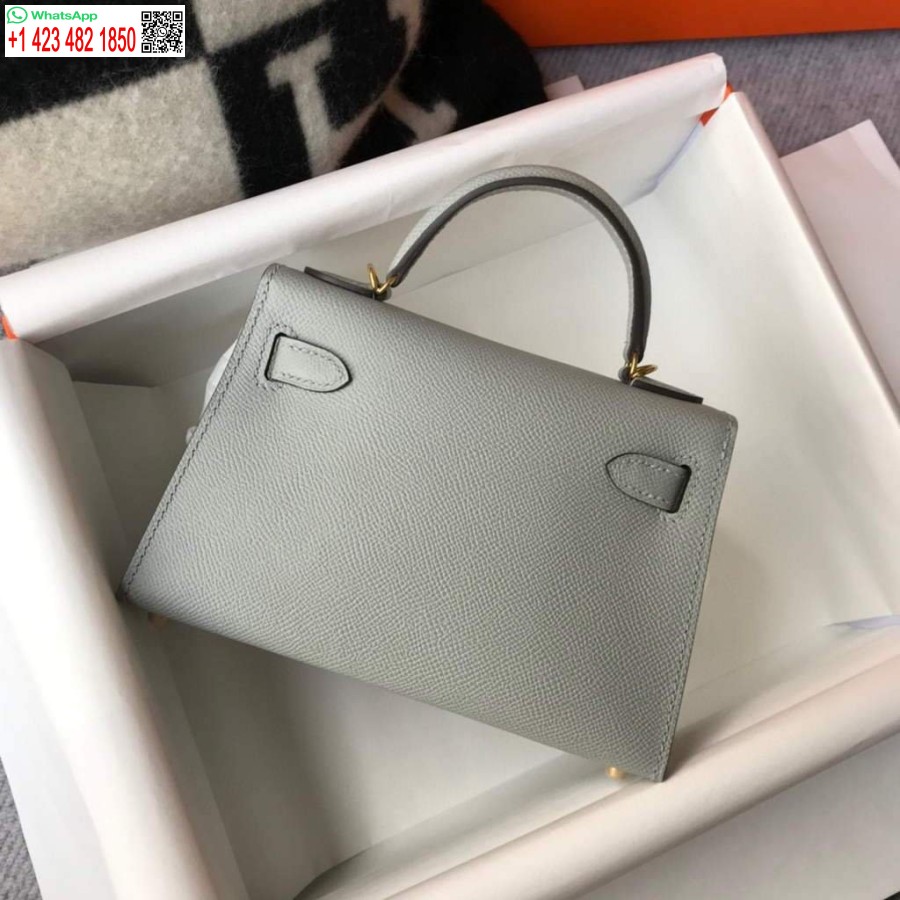 Replica Borsa Hermes Kelly Hermes Mini Borsa A Tracolla Epsom Da 19 Cm Grigio Chiaro 20460