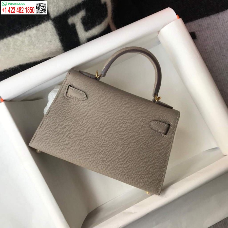 Replica Borsa Hermes Kelly Hermes Mini Borsa A Tracolla Epsom Da 19 Cm Grigia 20468
