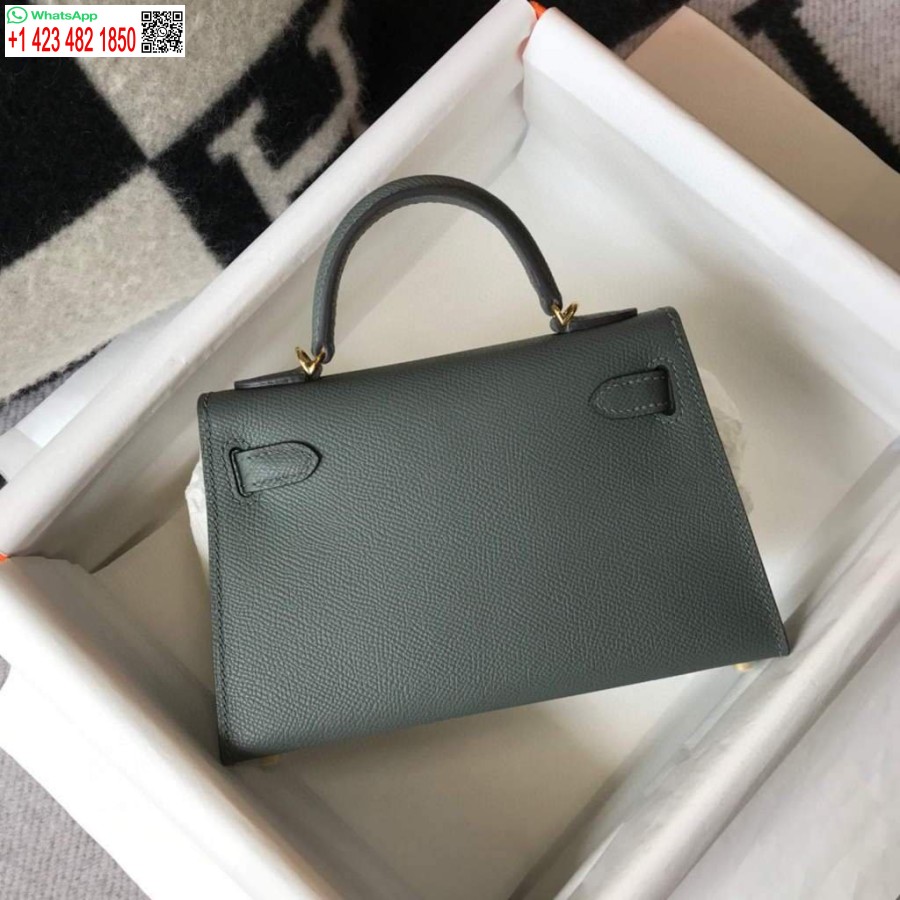 Replica Borsa Hermes Kelly Hermes Mini Borsa A Tracolla Epsom Da 19 Cm Grigio Scuro 20474