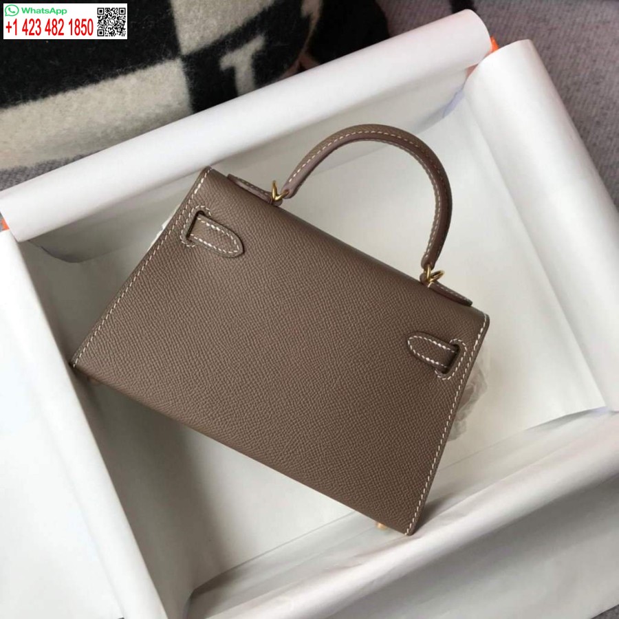 Replica Borsa Hermes Kelly Hermes Mini Borsa A Tracolla Epsom Da 19 Cm Grigio Scuro 20461