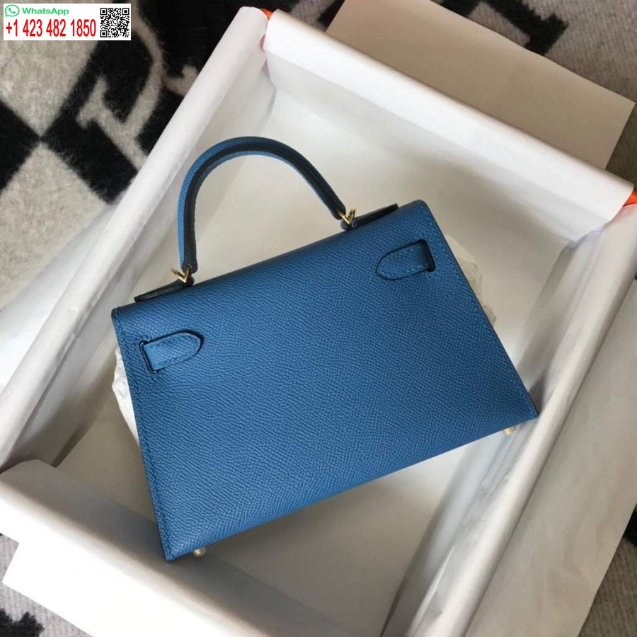 Replica Borsa Hermes Kelly Hermes Mini Borsa A Tracolla Epsom Da 19 Cm Blu 20476