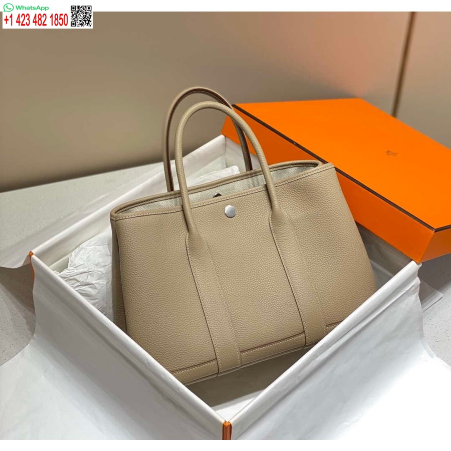реплика Hermes светло сива чанта Clemence градинско парти 30см H239045
