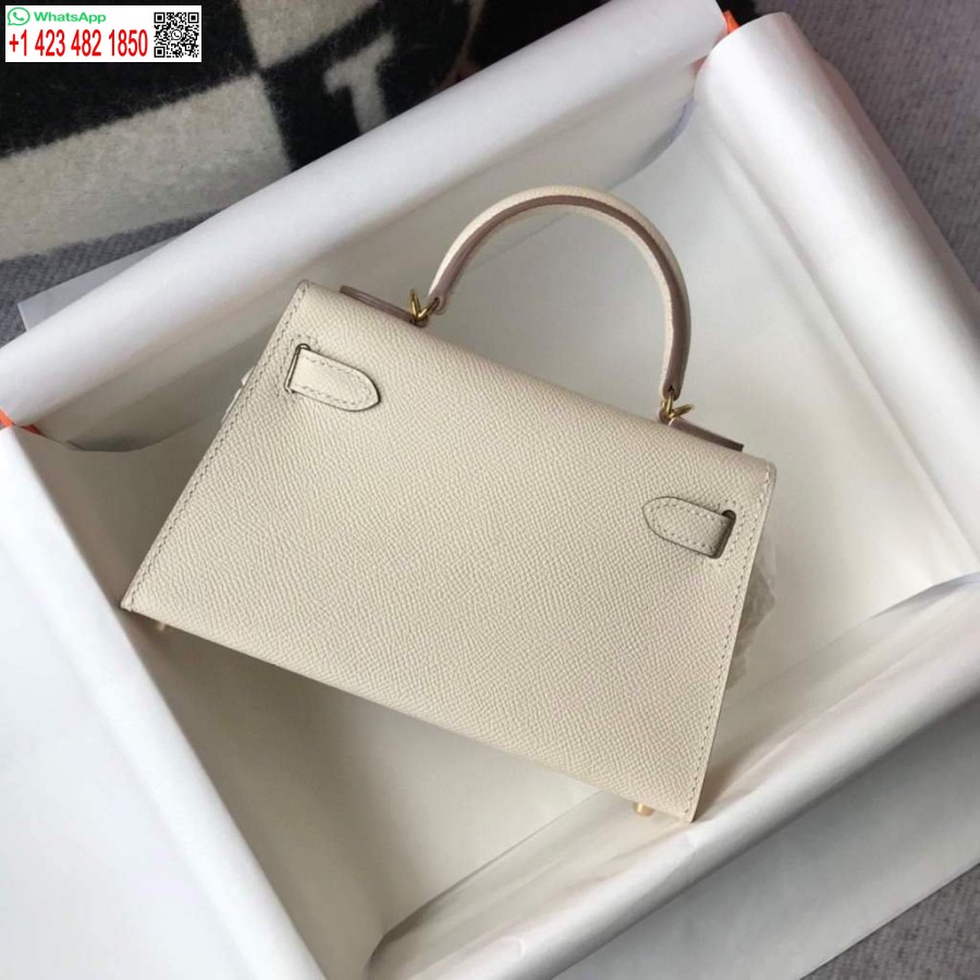Replica Borsa Hermes Kelly Hermes Mini Borsa A Tracolla Epsom Da 19 Cm Beige Fibbia In Oro 20458