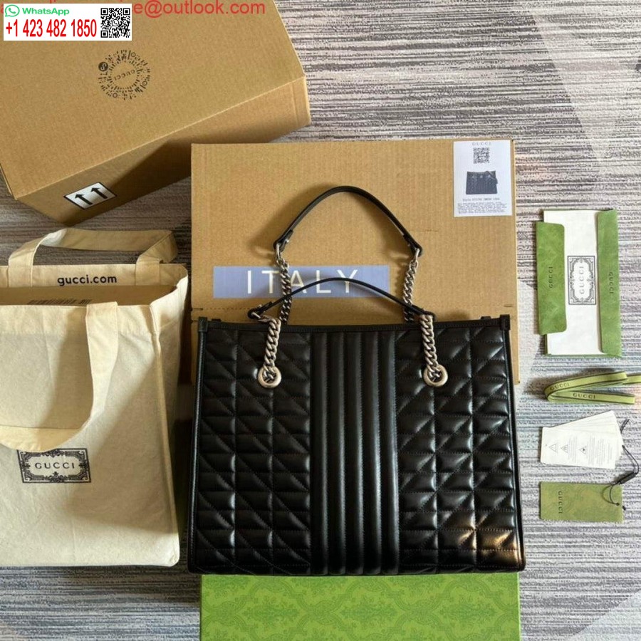 Replica Gucci 675796 Borsa Tote Media Gg Marmont Nera