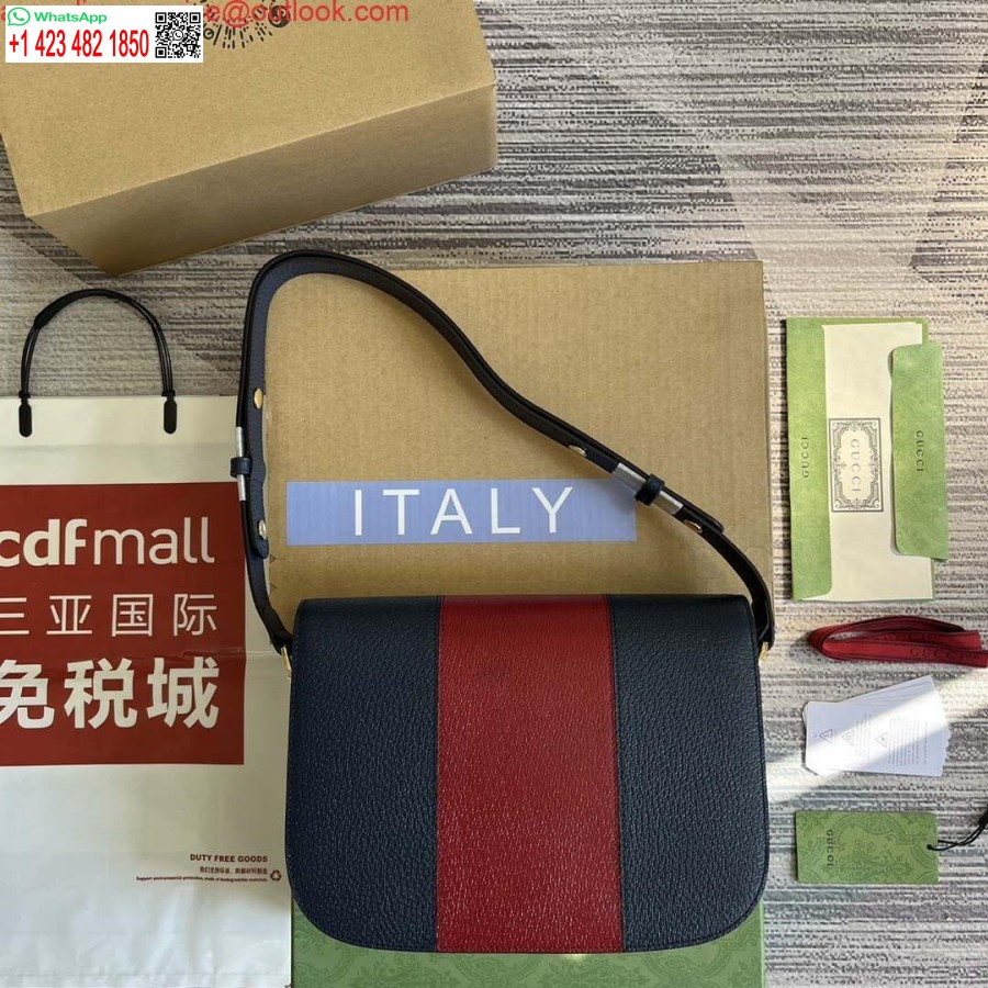 Replica Gucci 602204 Adidas X Gucci Gucci Horsebit 1955 Borsa Piccola Blu Scuro E Bianca