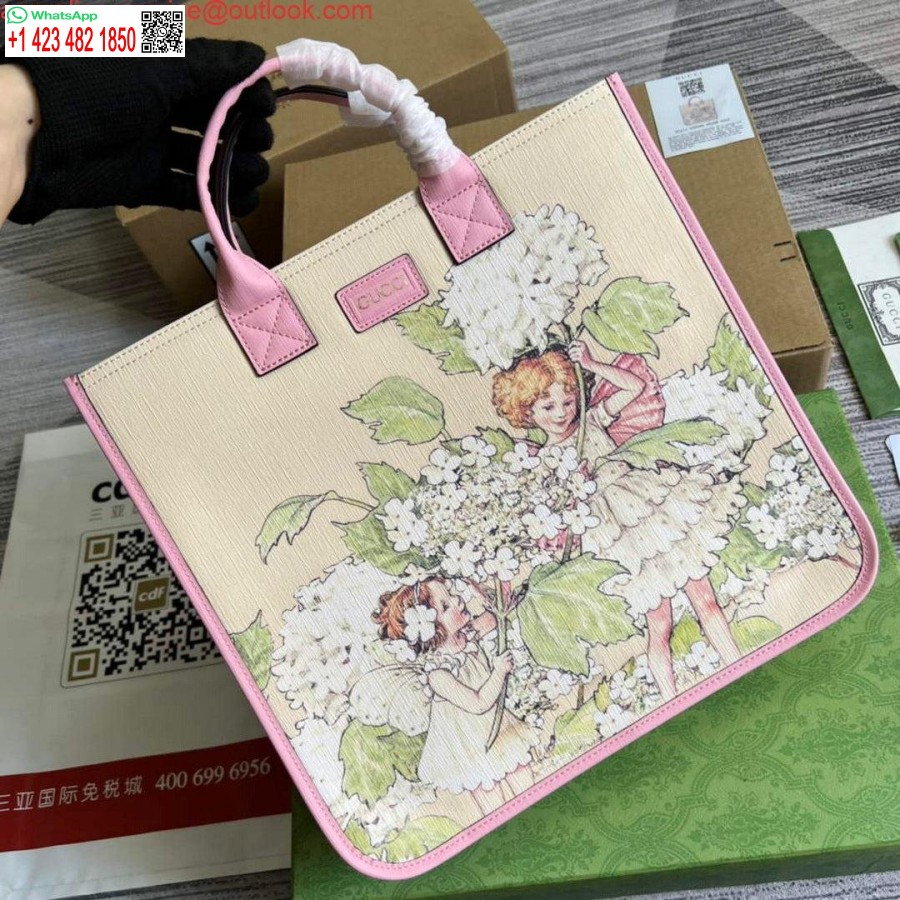 Replica Gucci 550763 Borsa Tote Grande Con Stampa Fata Per Bambini Rosa