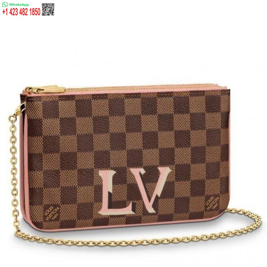 Replica Pochette Louis Vuitton Doppia Zip Damier Ebene N60254 Blv074