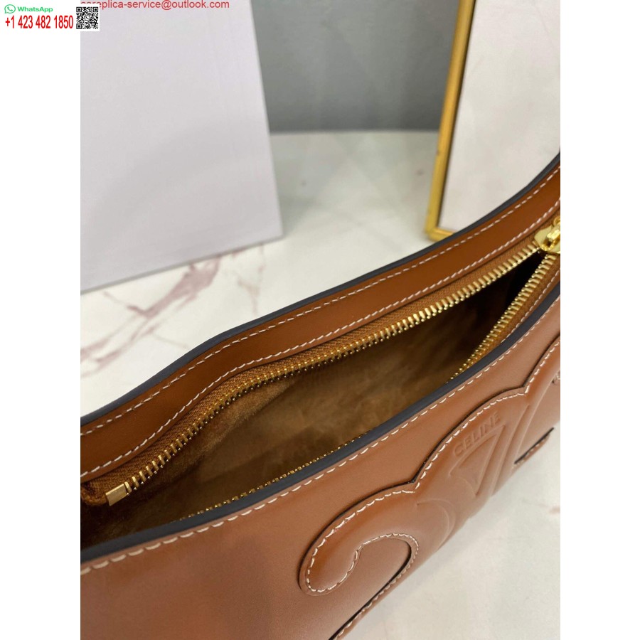 Replica Celine 198153 Olkalaukku Cuir Triomphe Sileä Vasikannahan Ruskea