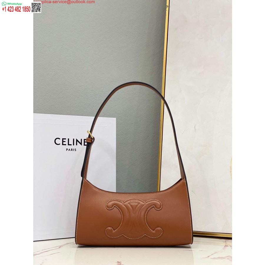 Replica Celine 198153 Olkalaukku Cuir Triomphe Sileä Vasikannahan Ruskea