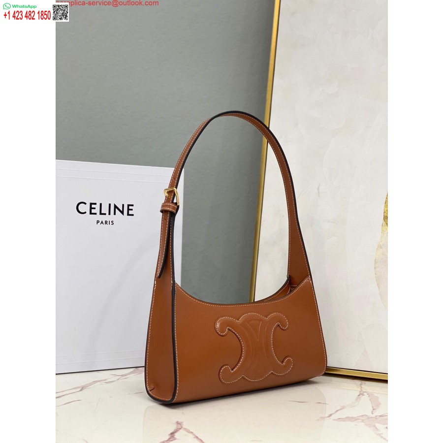 Replica Celine 198153 Olkalaukku Cuir Triomphe Sileä Vasikannahan Ruskea