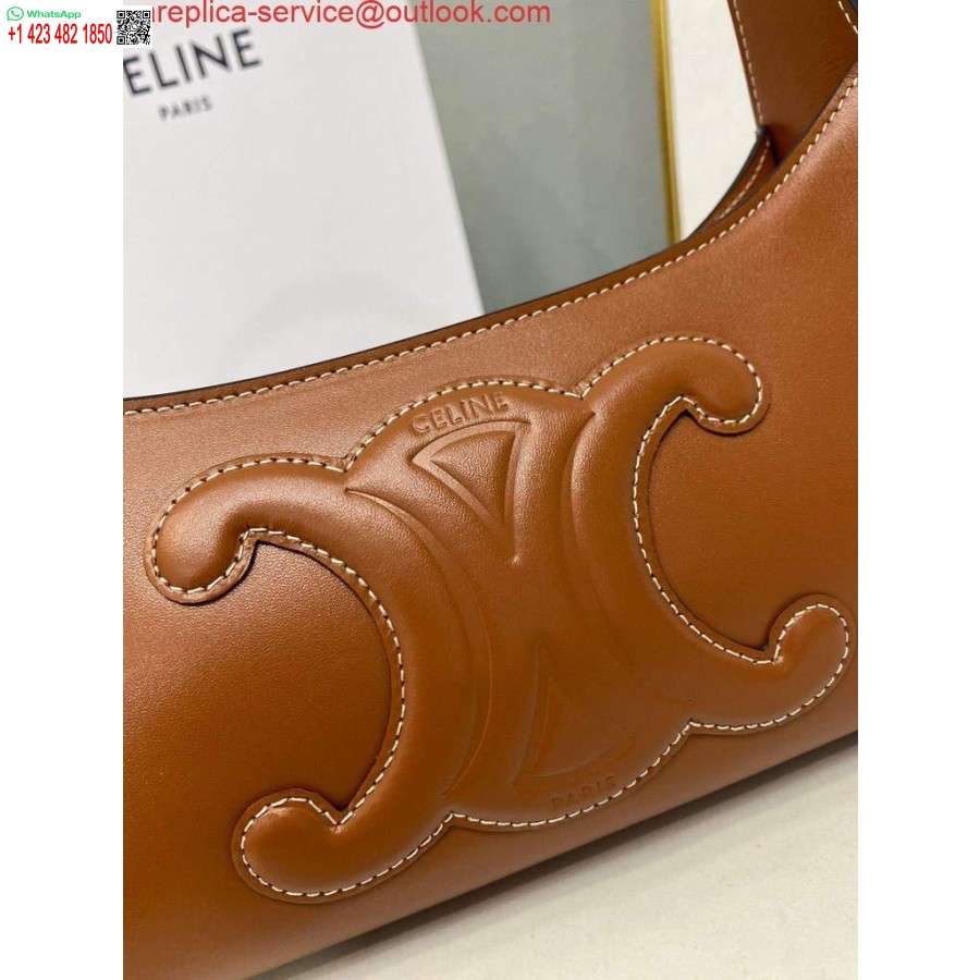 Replica Celine 198153 Olkalaukku Cuir Triomphe Sileä Vasikannahan Ruskea