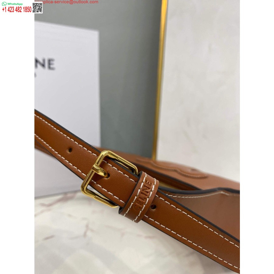 Replica Celine 198153 Olkalaukku Cuir Triomphe Sileä Vasikannahan Ruskea