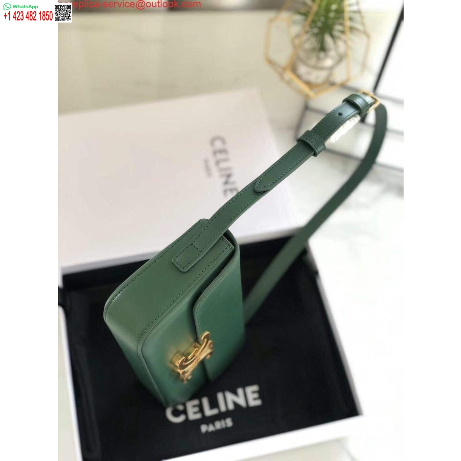 کیف سرشانه ماکت سلین 194143 با رنگ سبز پوست گوساله طبیعی