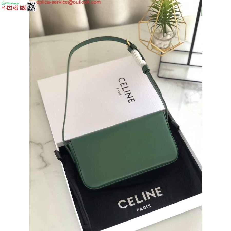 کیف سرشانه ماکت سلین 194143 با رنگ سبز پوست گوساله طبیعی