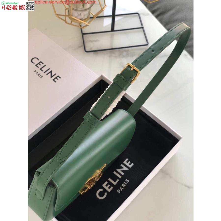 کیف سرشانه ماکت سلین 194143 با رنگ سبز پوست گوساله طبیعی