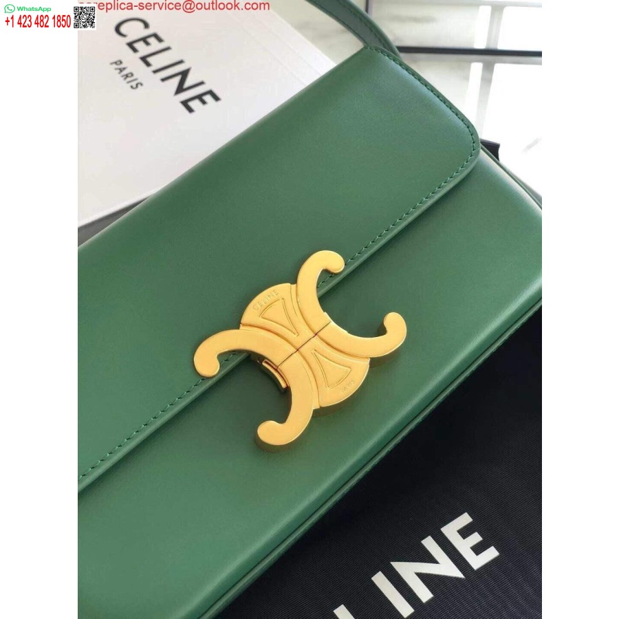 کیف سرشانه ماکت سلین 194143 با رنگ سبز پوست گوساله طبیعی
