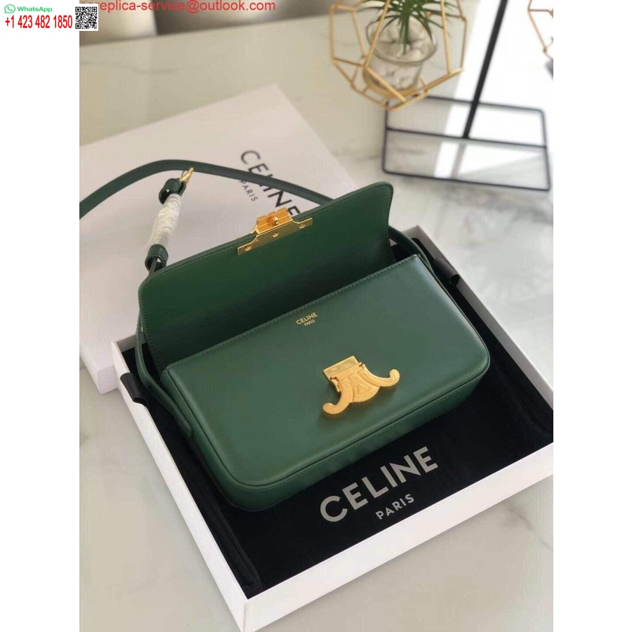 کیف سرشانه ماکت سلین 194143 با رنگ سبز پوست گوساله طبیعی