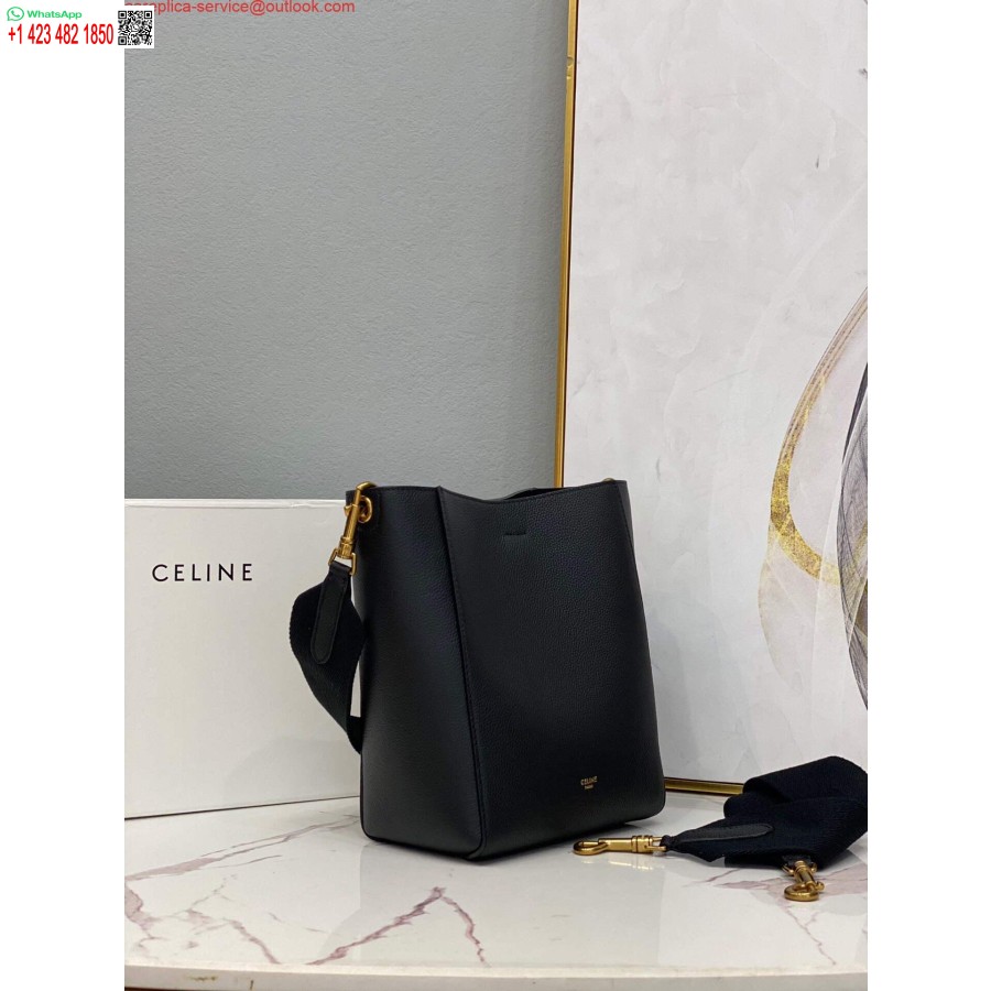 ماکت سلین 178303 کیسه سطلی کوچک در رنگ مشکی پوست گوساله نرم