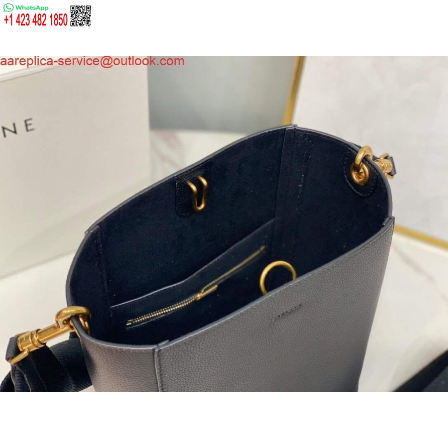 ماکت سلین 178303 کیسه سطلی کوچک در رنگ مشکی پوست گوساله نرم