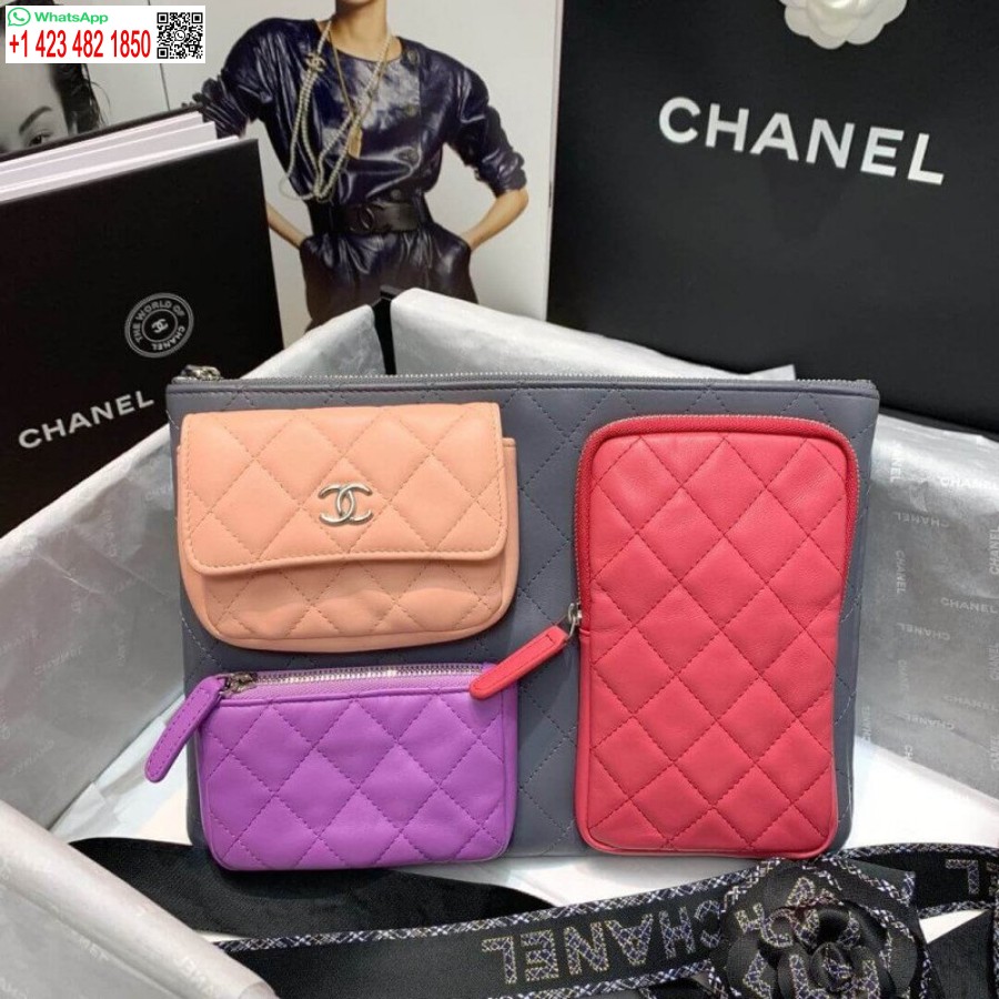 Réplica De Chanel Réplica De Estuches De Piel De Cordero Con Accesorios Mejor Ap1054 Gris. Rosa. Morado Y Amp; Rosa Claro