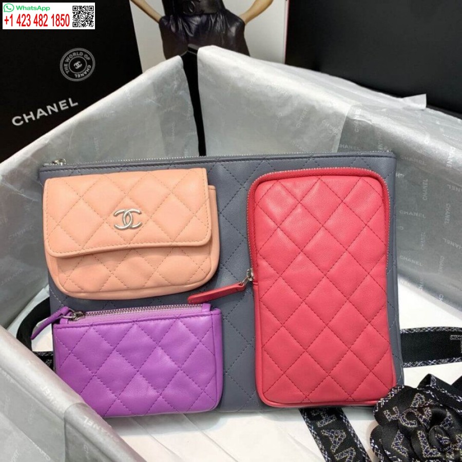 Réplica De Chanel Réplica De Estuches De Piel De Cordero Con Accesorios Mejor Ap1054 Gris. Rosa. Morado Y Amp; Rosa Claro