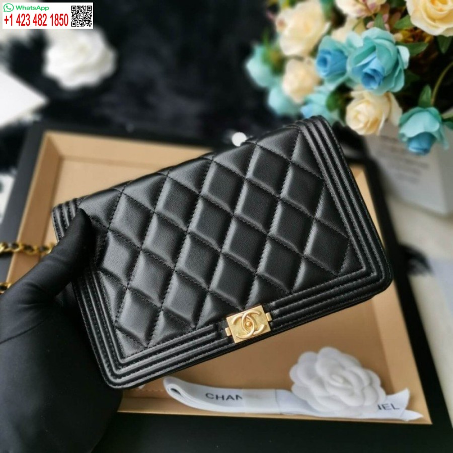 реплика на Chanel, най-добрата евтина чанта с верига от агнешка кожа Leboy Woc 80287