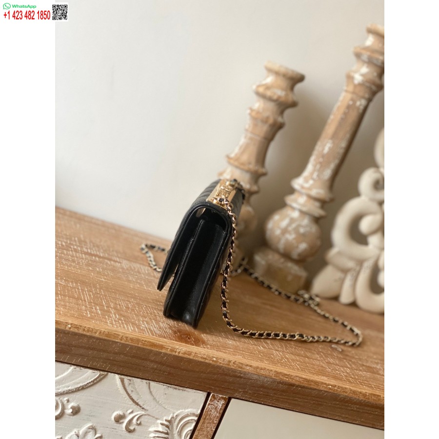 Replika Chanel 1:1 Spegelplånbok På Billig Kedja Svart Ap1450