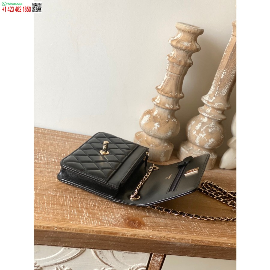 Replika Chanel 1:1 Spegelplånbok På Billig Kedja Svart Ap1450