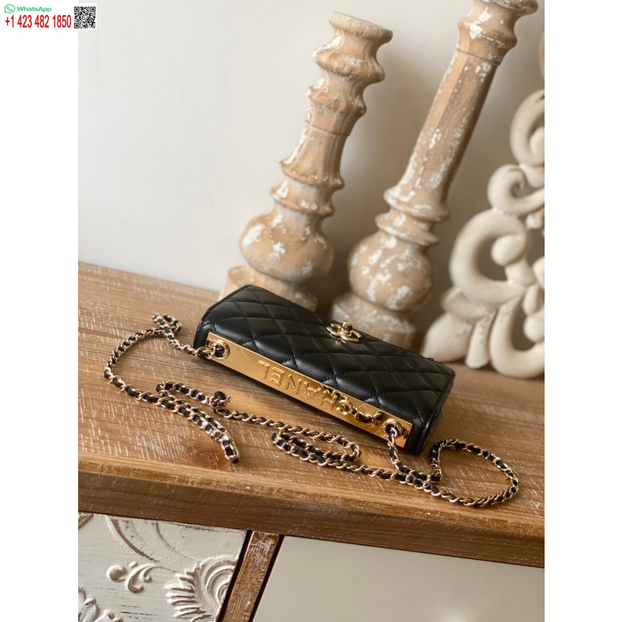 Replika Chanel 1:1 Spegelplånbok På Billig Kedja Svart Ap1450