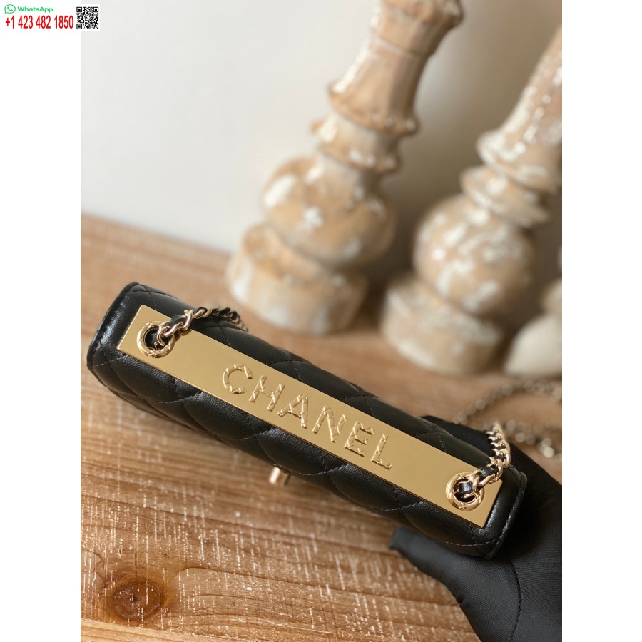 Replika Chanel 1:1 Spegelplånbok På Billig Kedja Svart Ap1450